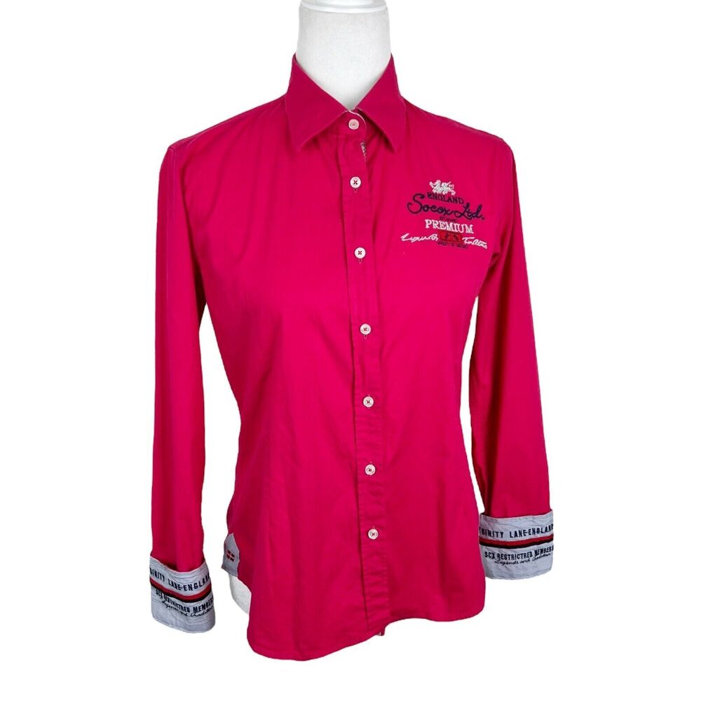 Soccx Button Down Shirt Women XL Pink Embroidered L/S Casual Luxury Juniors